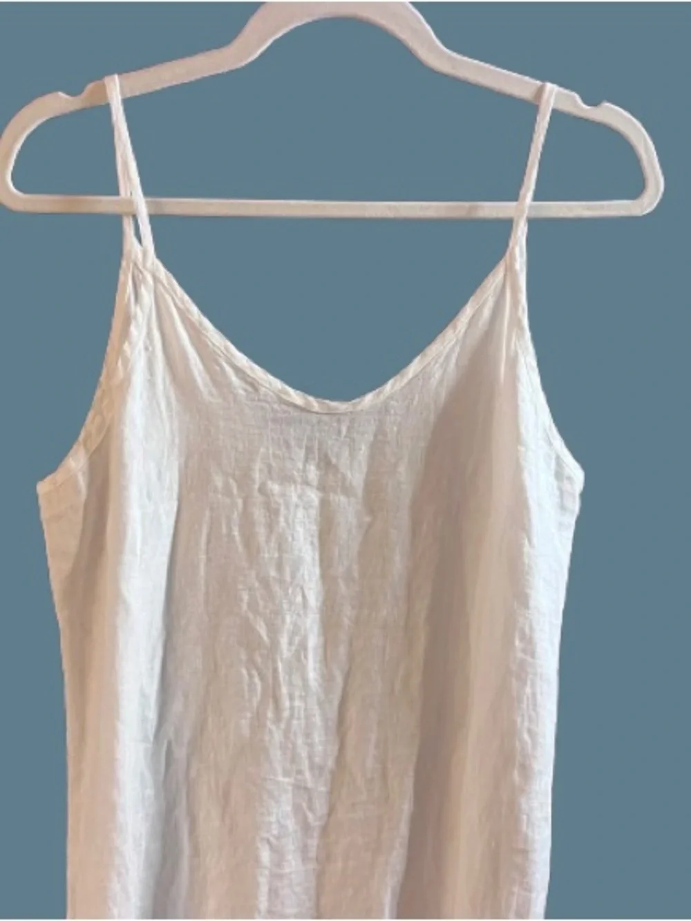 White 100% Linen Tiered Maxi Slip Dress Size M VGUC - Picture 5 of 10